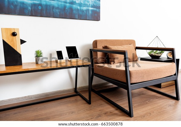 Lounger Desk Small Cabinet Light Apartment Stock Photo Edit Now