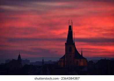 Louny church before the sunrise