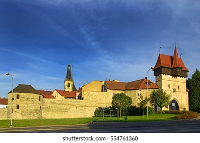 Louny - historic old city walls and the Zatec gate built in the years 1500, Czech Republic