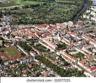 Louny and River Ohre, aerial view, Czech Republic