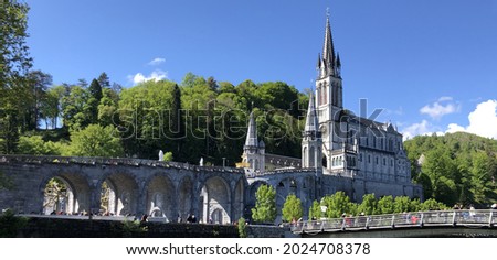 Lourdes, France. Panoramic view of the Sanctuary of Our Lady of Lourdes