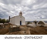 Loutro, Greece - September 18 2024: Church of Sotiros Christou at Loutro. Loutro is the small village of the remoute and mountainous region of west Crete, Greece.