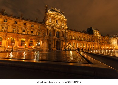 Louvre Museum At Night, Paris, France In November 2016