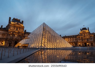 Louvre Pyramid during Sunset, Paris - Powered by Shutterstock