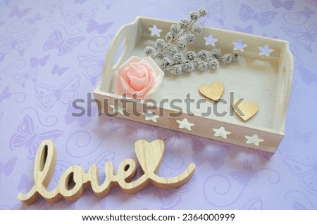 Love background with rose and hearts. Valentinesday.  
