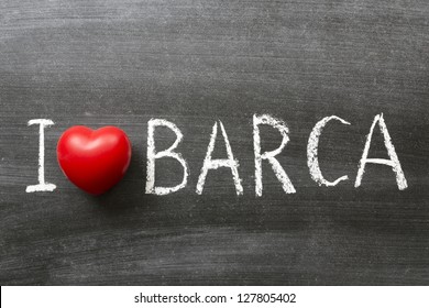 I love Barca phrase handwritten on the school blackboard