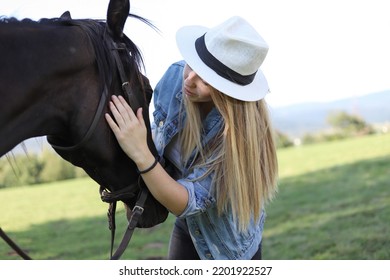 Love Between Horse And Woman. Animal Lovers.
Village Beauty.