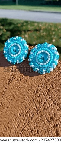 Love Bird Blue Seed Bead Earrings Handmade