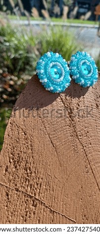 Love Bird Blue Seed Bead Earrings Handmade