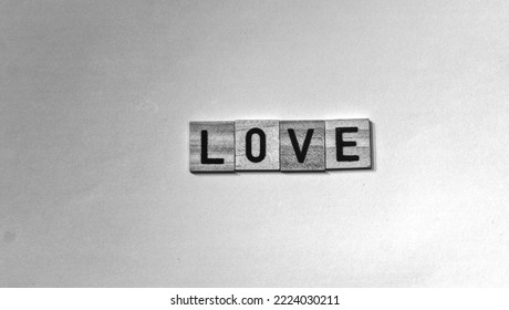 love black and white wooden letters - Shutterstock ID 2224030211
