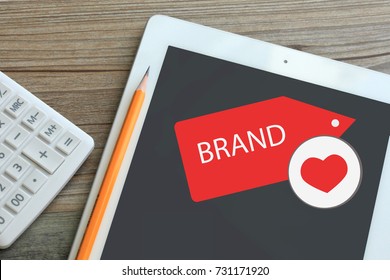 Love Brand Concept On Electronic Tablet