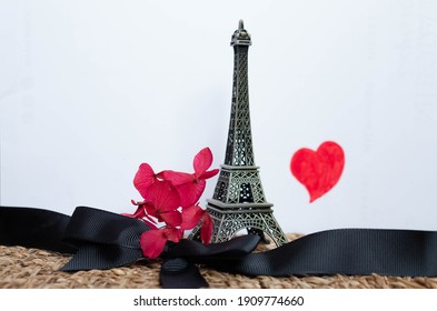 Love Concept Eiffel Tower Heart Background Stock Photo 1909774660