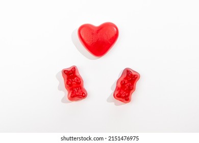 Love Concept with Gummi Bears and red heart