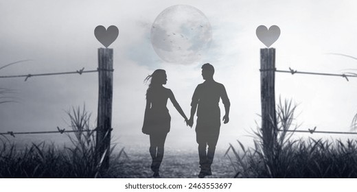 Love Couple Holdings hands under the Moon - Powered by Shutterstock