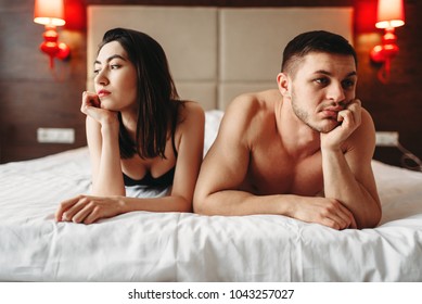 Love Couple Lies In Bed, No Sexual Desire