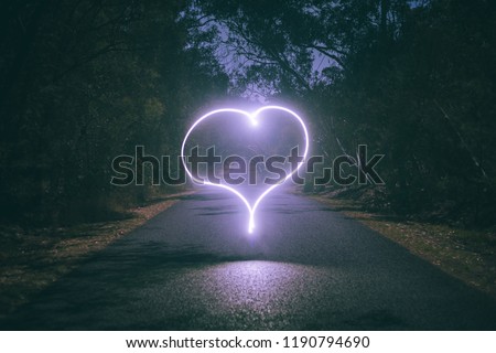 Love heart light painting