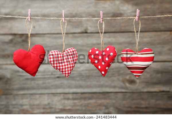 Love Hearts Hanging On Rope On Stock Photo (Edit Now) 241483444
