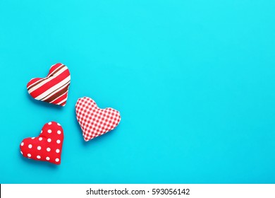 Love Hearts On The Blue Background