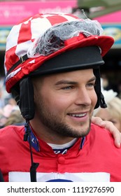 Love Island Celebrity Chris Hughes Taking Part In The 2018 Running Of The Macmillan Charity Race : The Knavesmire, York Racecourse, Nth Yorkshire, UK : 16 June 2018 : Pic Mick Atkins