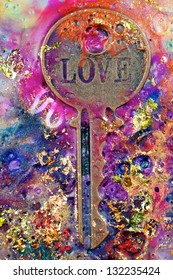 Love Key, Encaustic And Mixed Media By Artist Kim McCarthy