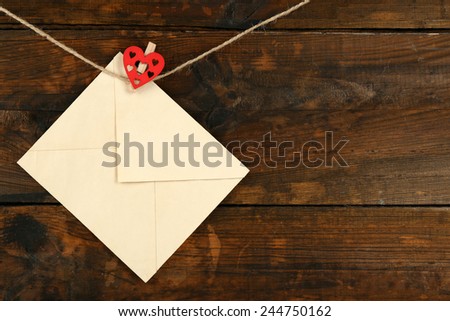 Image, Stock Photo Old paper envelopes over wood texture