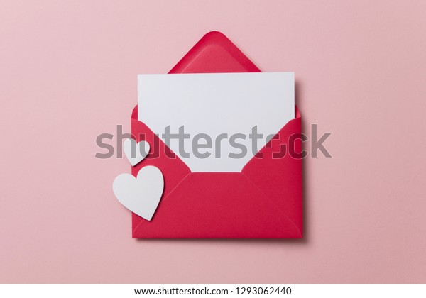Love\
letter. white card with red paper envelope mock\
up