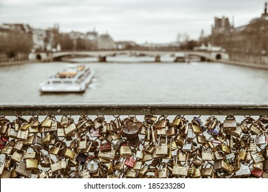 Love Lock On A Bridge In Paris