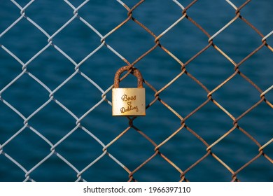 Love Locks On A Fence Around Cardinia Reservoir 