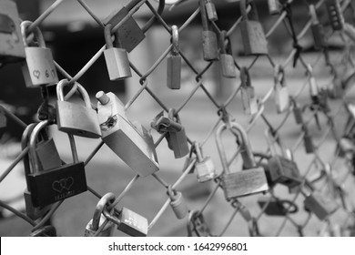 Love Locks On A Fence In Shoreditch London UK Near Boxpark Brick Lane