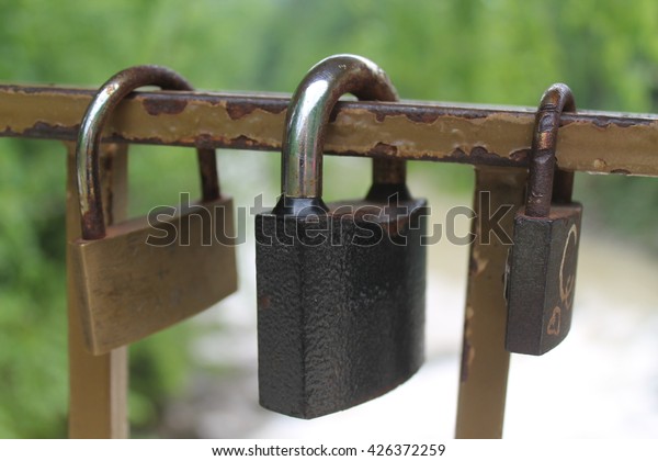 Love padlocks at a\
bridge in Yaremche.