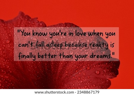 Love quote on red color background