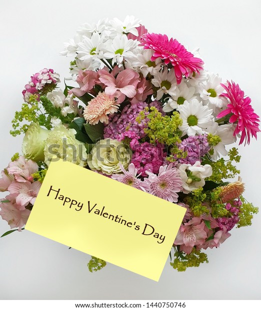 Love Quotes Greeting Beautiful Flowers Bouquet Stock Photo Edit