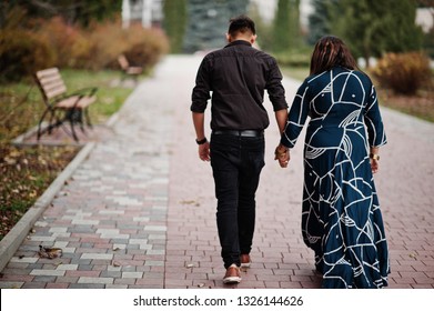 Love Story Of Indian Couple Posed Outdoor. 