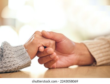 Love, support or couple holding hands with hope, trust and faith in a marriage partnership commitment. Wellness, zoom or calm people with empathy, kindness or care in counseling or therapy for help