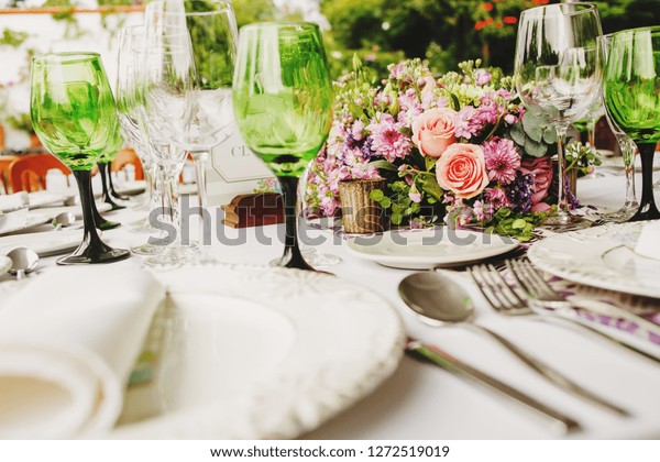 Love Table Setup Wedding Guest Table Stock Photo Edit Now 1272519019