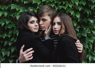 Love Triangle Of Two Women And One Man, Passion, Love And Hate