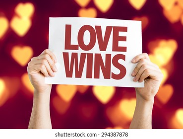 Love Wins card with bokeh background