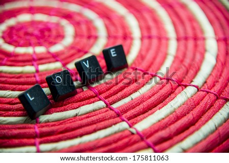 Love word on red circle mat3