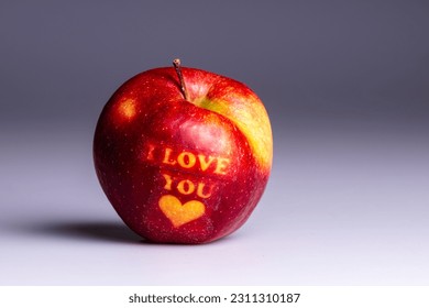 I love You apple with heart. Valentines days gift. - Shutterstock ID 2311310187