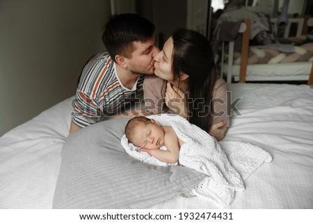 Similar – happy family playing at home on the bed