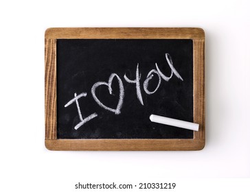 I LOVE YOU    Handwritten and chalk blackboard: phrase 