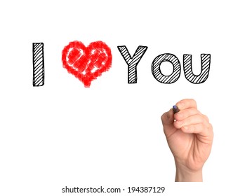 Love You Handwritten On White Background Stock Photo 194387129