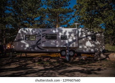 Loveland, Colorado / USA - April, 28th 2018: Camper Under The Stars.