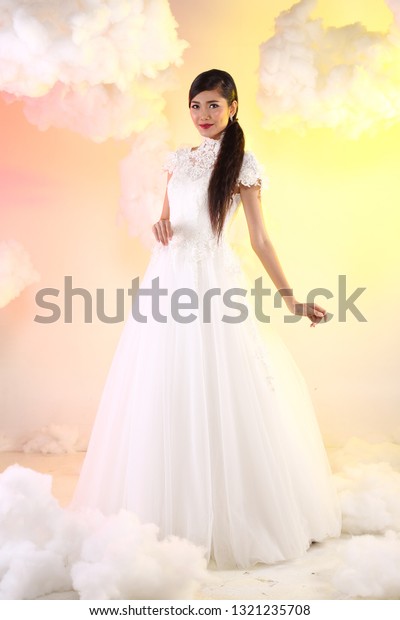 Lovely Asian Beautiful Woman Bride White Stock Photo Edit Now