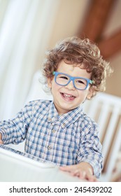 Lovely Baby Boy Wearing Glasses. Little Genius, Scientist