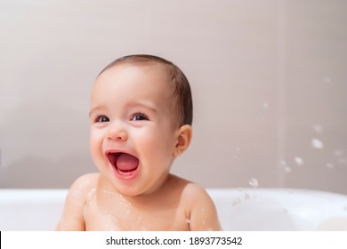 Lovely Baby Taking A Bath