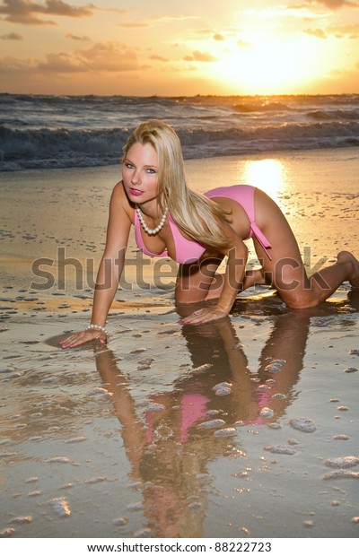 Female Flash At Beach