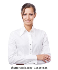 Lovely businesswoman in white shirt