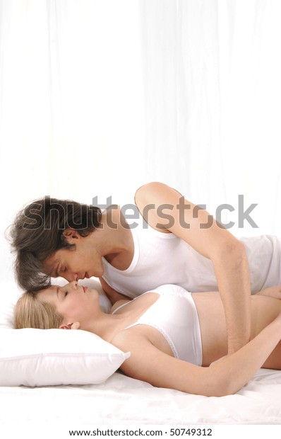 Lovely Couple Bed Lying Bedroom Stock Photo (Edit Now ...