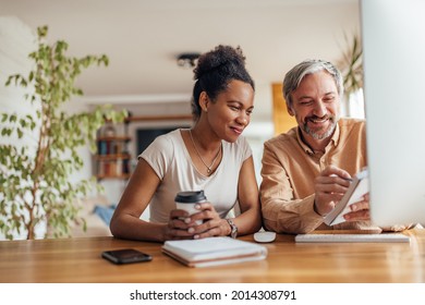 Lovely Couple, Making A List About Their Chores, At Home.